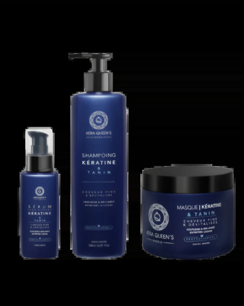 Kera Queen'S - Trio Tanin Et Kératine - Shampoing 500Ml + Masque 500Ml + Sérum 100Ml